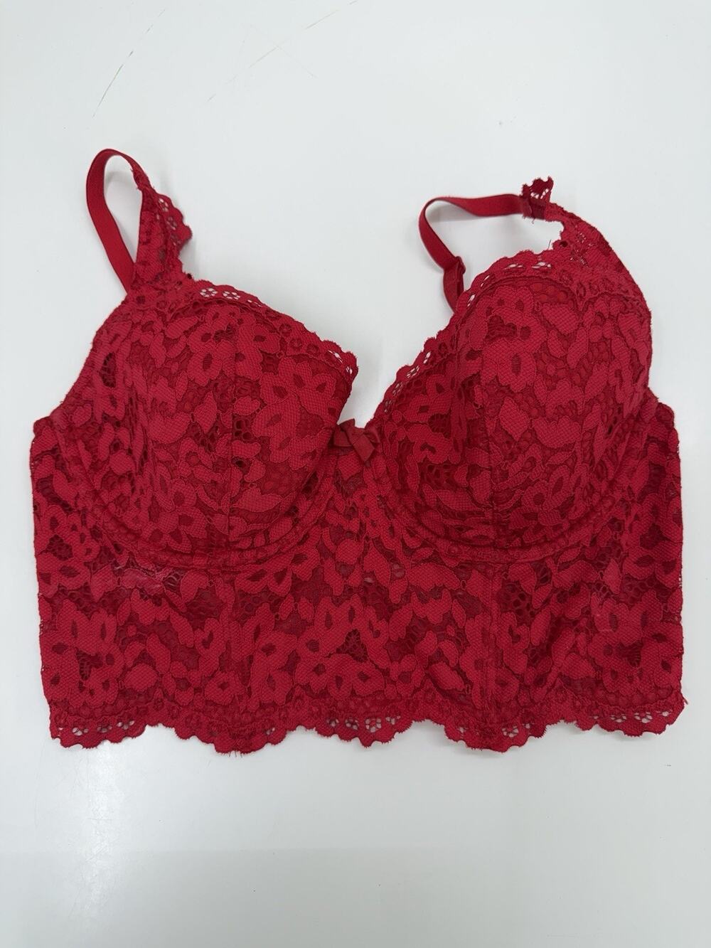 Victorias Secret Womens Bra Size 34D Red Lacy Body by Victoria Lined Demi